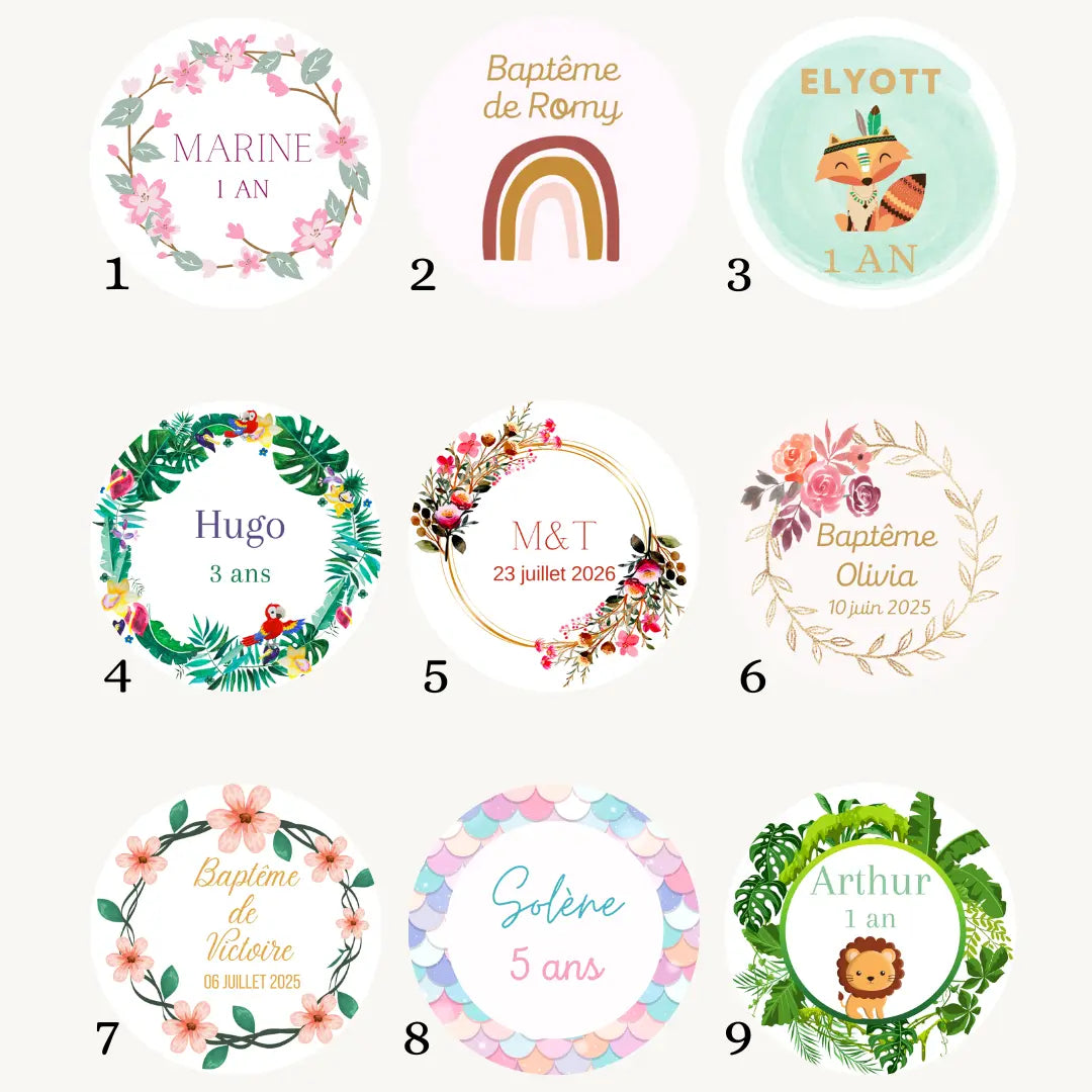 Lot de 10 sucettes personnalisées lesdelicesdecaro