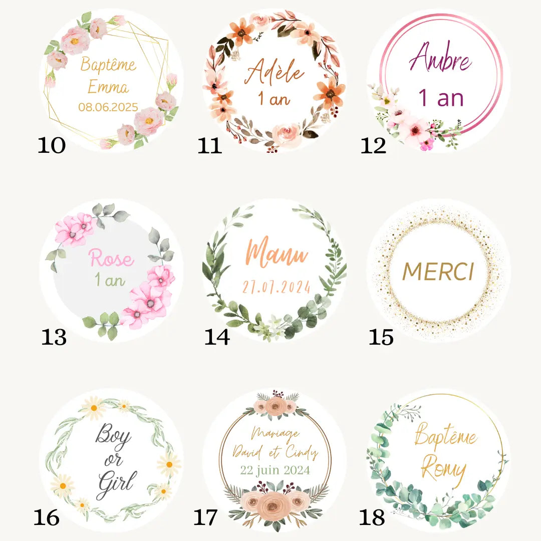 Lot de 10 sucettes personnalisées lesdelicesdecaro