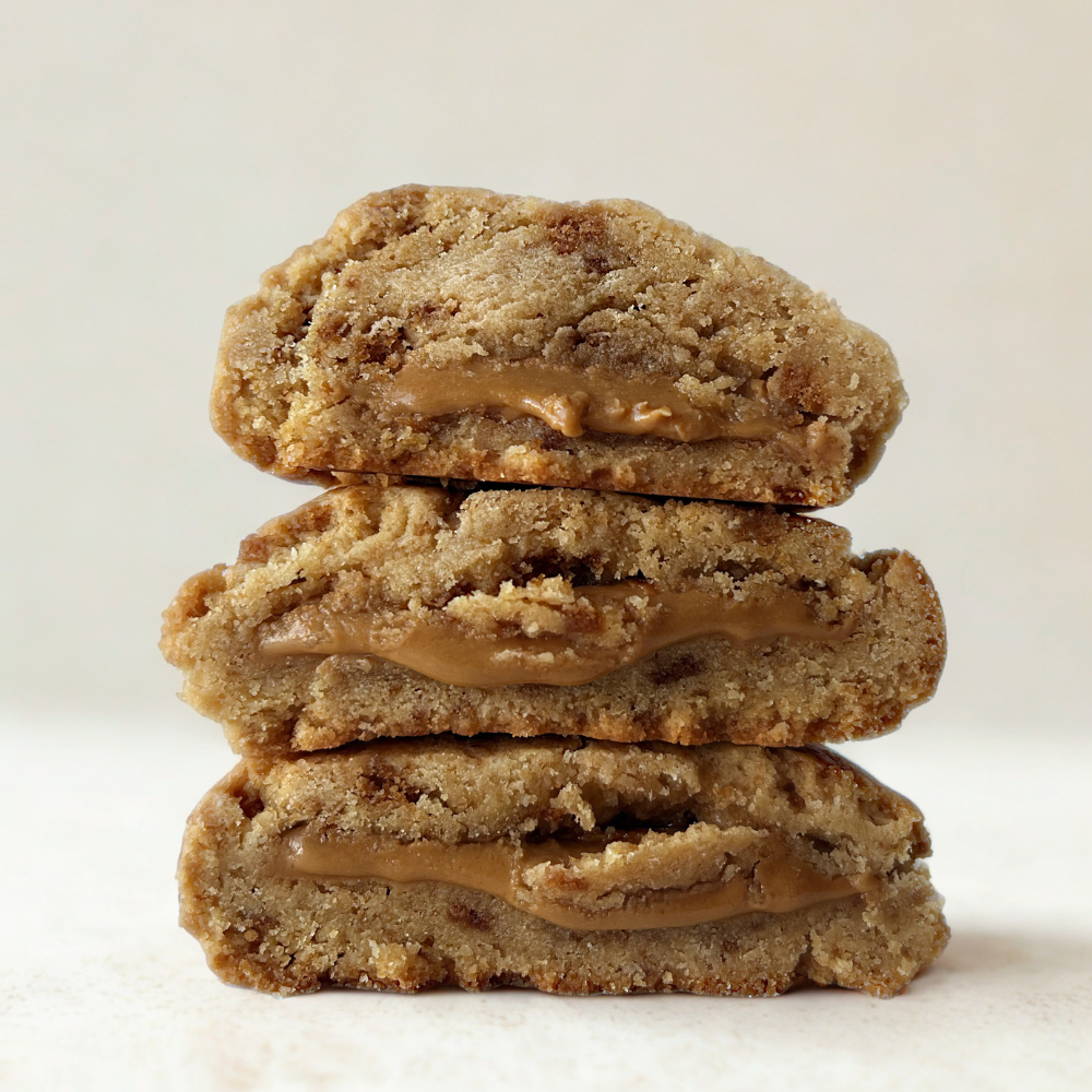 cookies au brisures de spéculos et coeur crémeux à la pate de spéculos